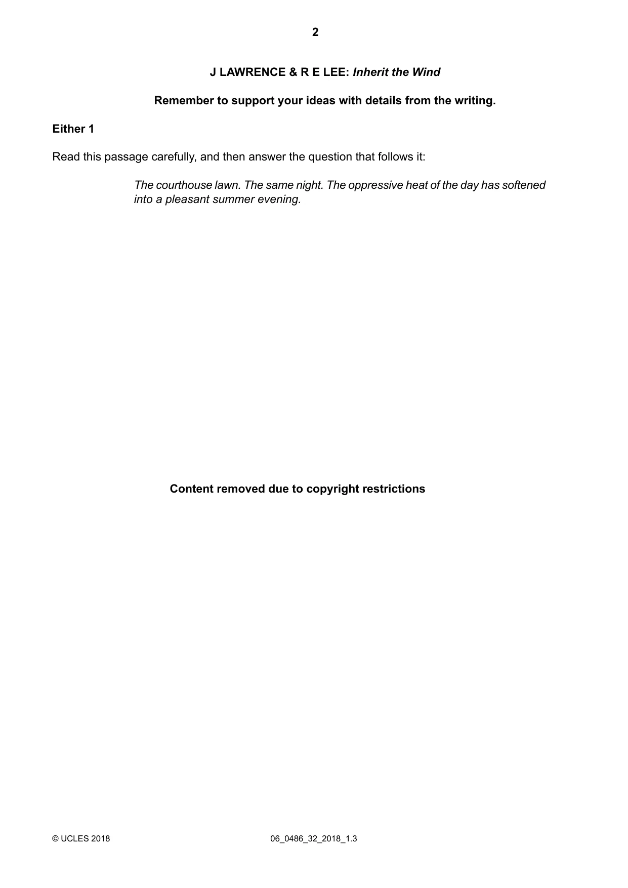 Cambridge IGCSE English - Literature 0486 2018 May/June Paper 3 · Variant 2 question paper, page 2 of 12