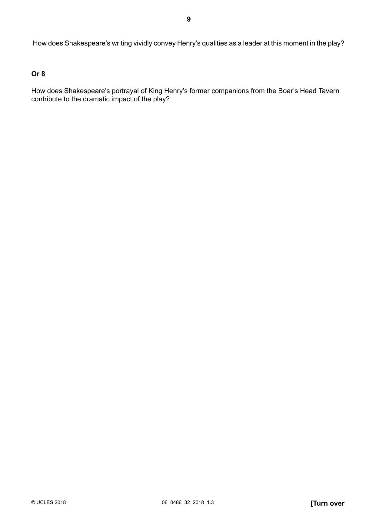 Cambridge IGCSE English - Literature 0486 2018 May/June Paper 3 · Variant 2 question paper, page 9 of 12