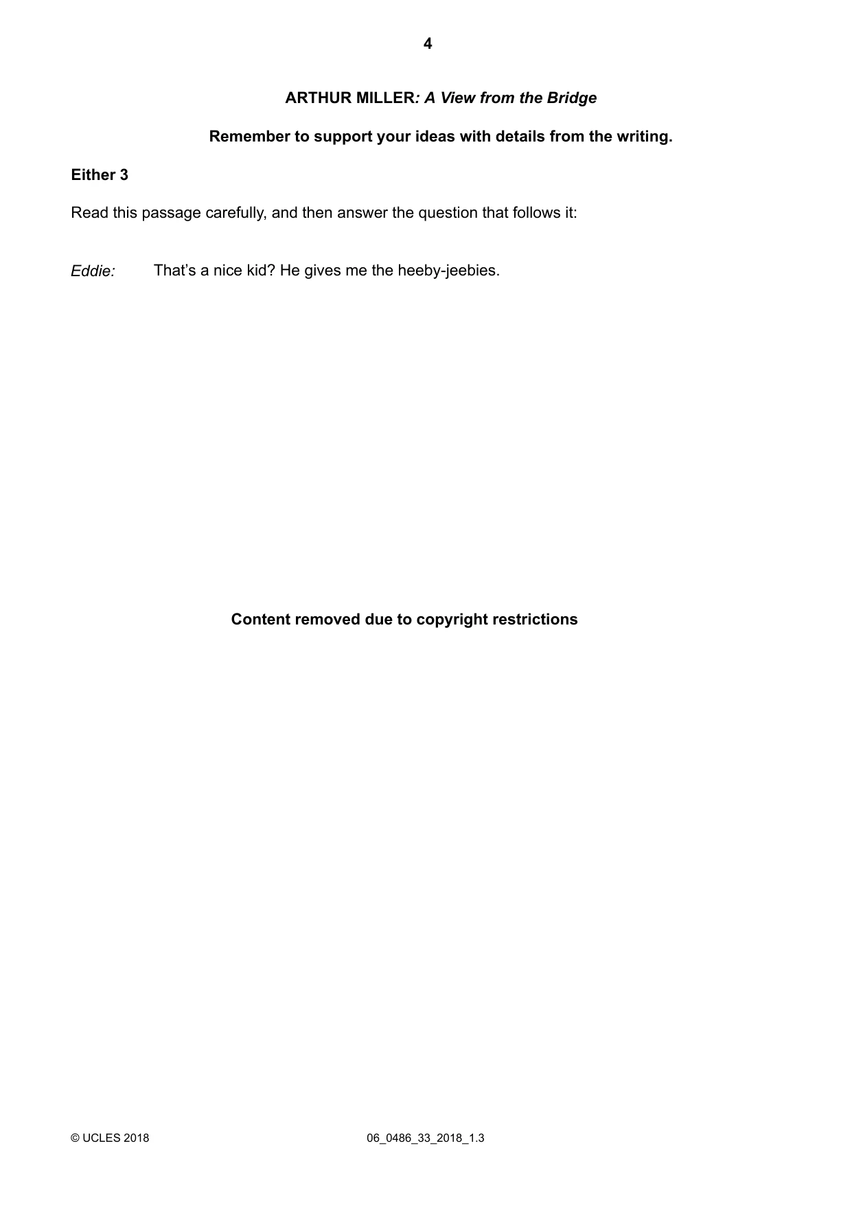 Cambridge IGCSE English - Literature 0486 2018 May/June Paper 3 · Variant 3 question paper, page 4 of 12