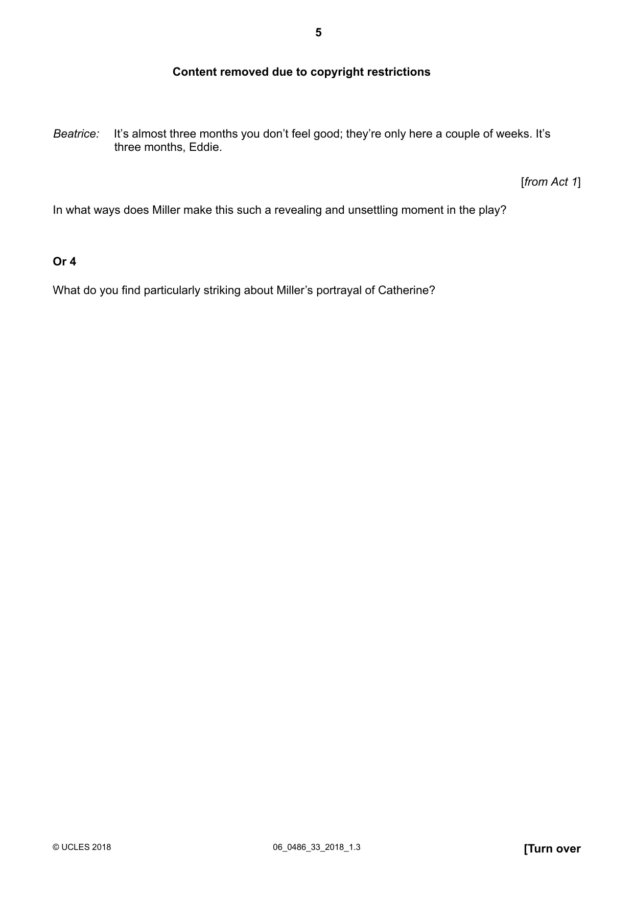 Cambridge IGCSE English - Literature 0486 2018 May/June Paper 3 · Variant 3 question paper, page 5 of 12