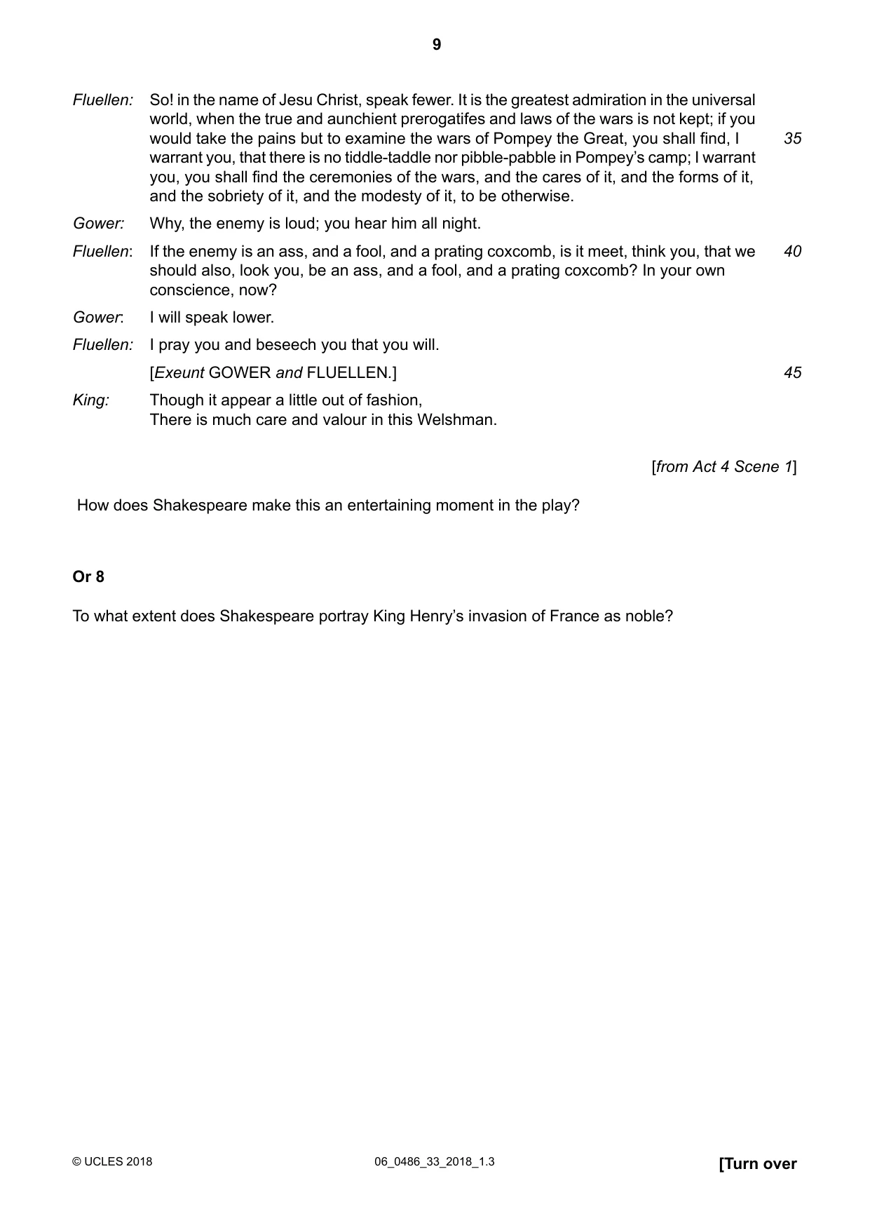 Cambridge IGCSE English - Literature 0486 2018 May/June Paper 3 · Variant 3 question paper, page 9 of 12