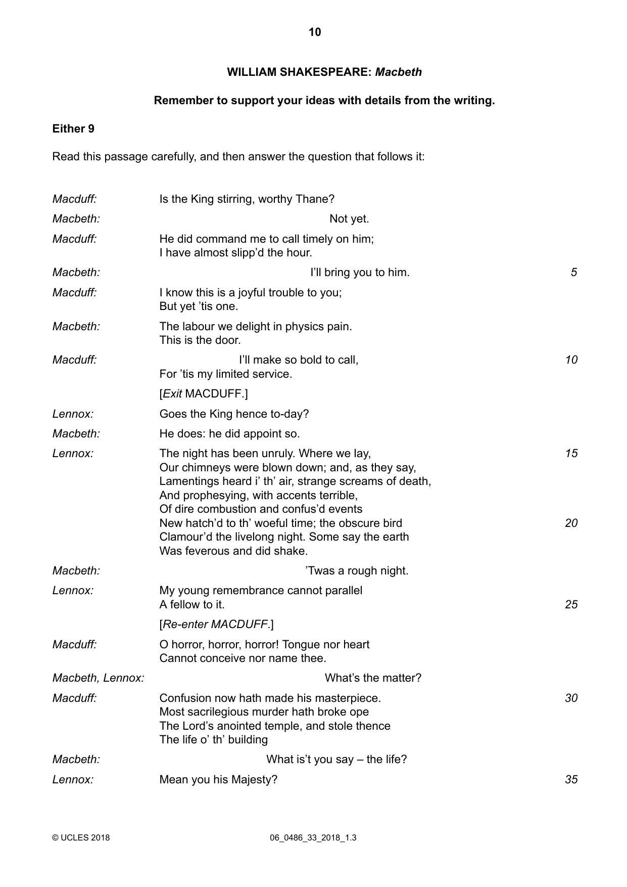 Cambridge IGCSE English - Literature 0486 2018 May/June Paper 3 · Variant 3 question paper, page 10 of 12
