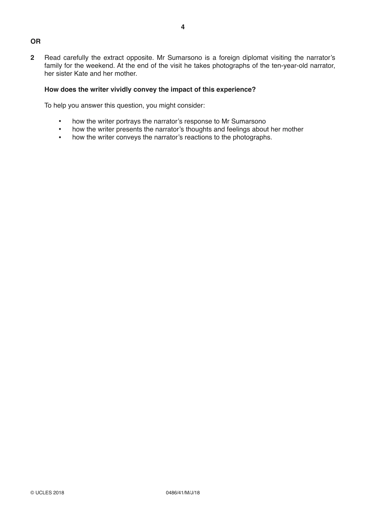 Cambridge IGCSE English - Literature 0486 2018 May/June Paper 4 · Variant 1 question paper, page 4 of 8
