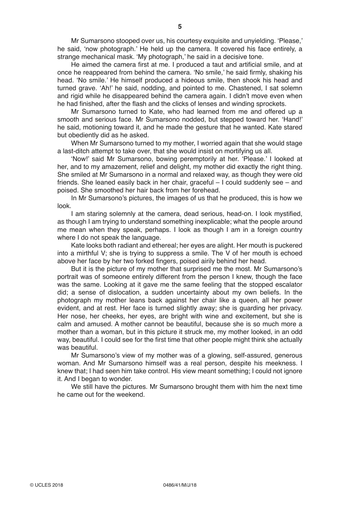 Cambridge IGCSE English - Literature 0486 2018 May/June Paper 4 · Variant 1 question paper, page 5 of 8