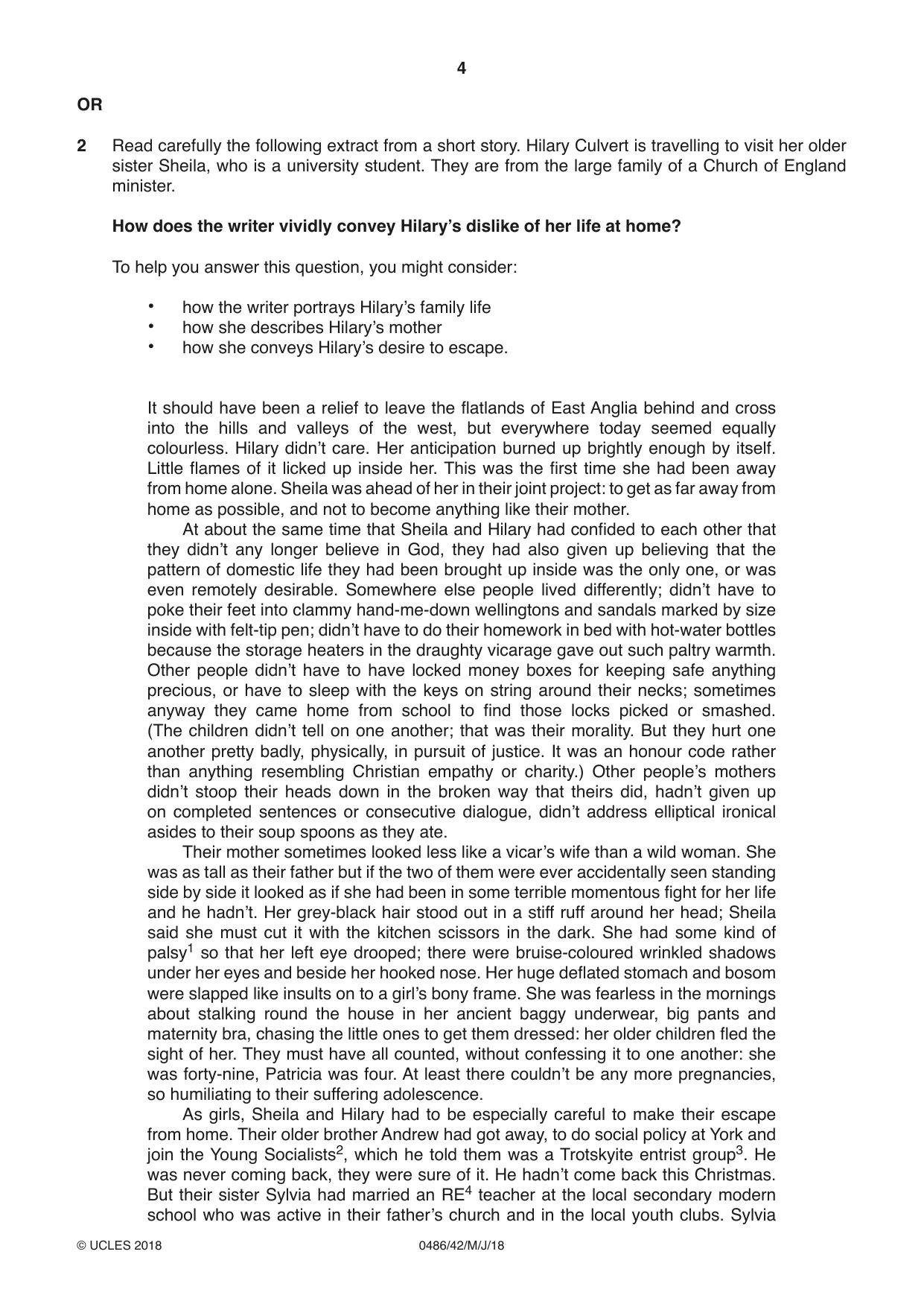 Cambridge IGCSE English - Literature 0486 2018 May/June Paper 4 · Variant 2 question paper, page 4 of 8