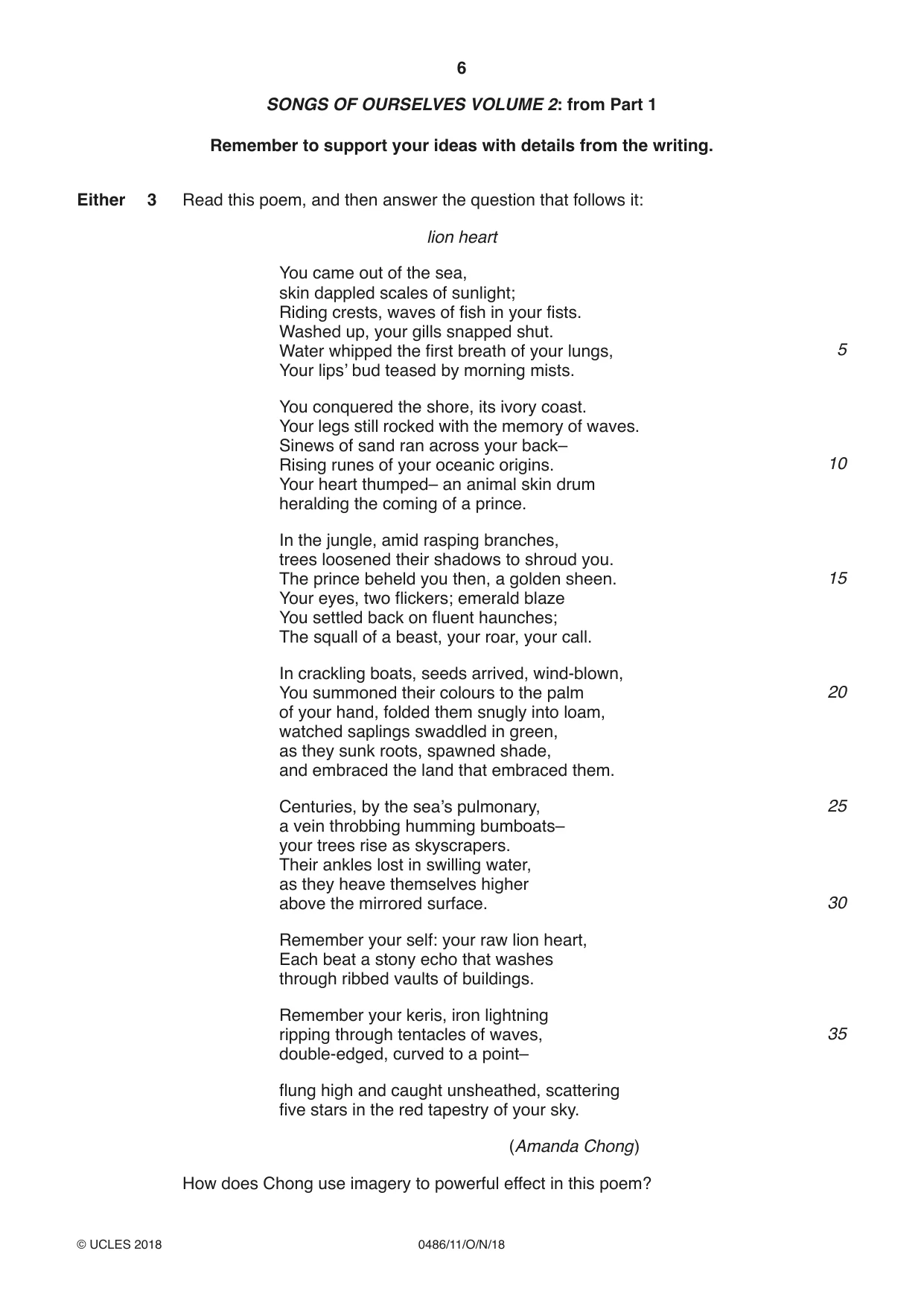 Cambridge IGCSE English - Literature 0486 2018 Oct/Nov Paper 1 · Variant 1 question paper, page 6 of 28