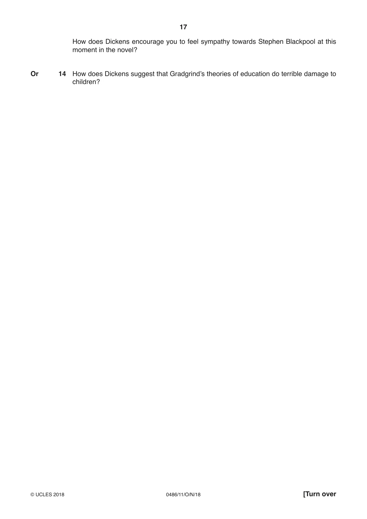 Cambridge IGCSE English - Literature 0486 2018 Oct/Nov Paper 1 · Variant 1 question paper, page 17 of 28