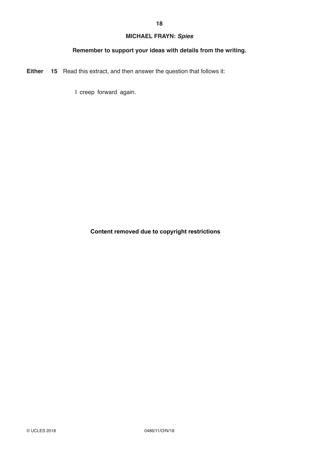 Cambridge IGCSE English - Literature 0486 2018 Oct/Nov Paper 1 · Variant 1 question paper, page 18 of 28