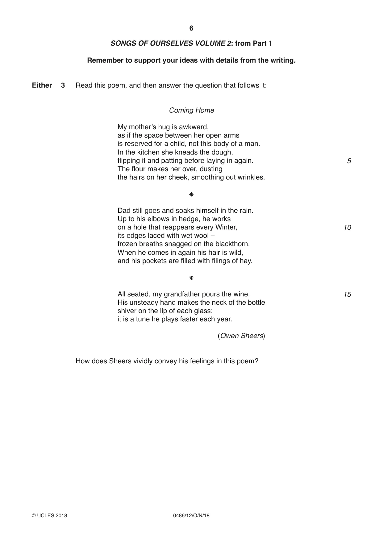 Cambridge IGCSE English - Literature 0486 2018 Oct/Nov Paper 1 · Variant 2 question paper, page 6 of 28