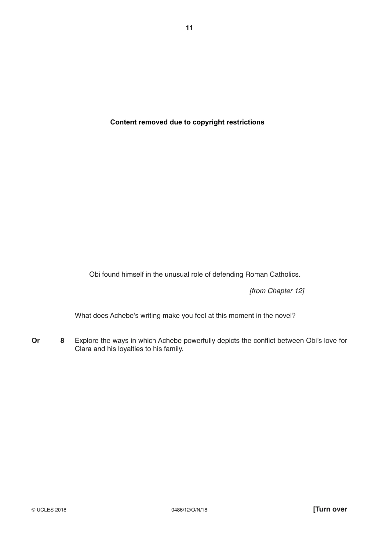 Cambridge IGCSE English - Literature 0486 2018 Oct/Nov Paper 1 · Variant 2 question paper, page 11 of 28