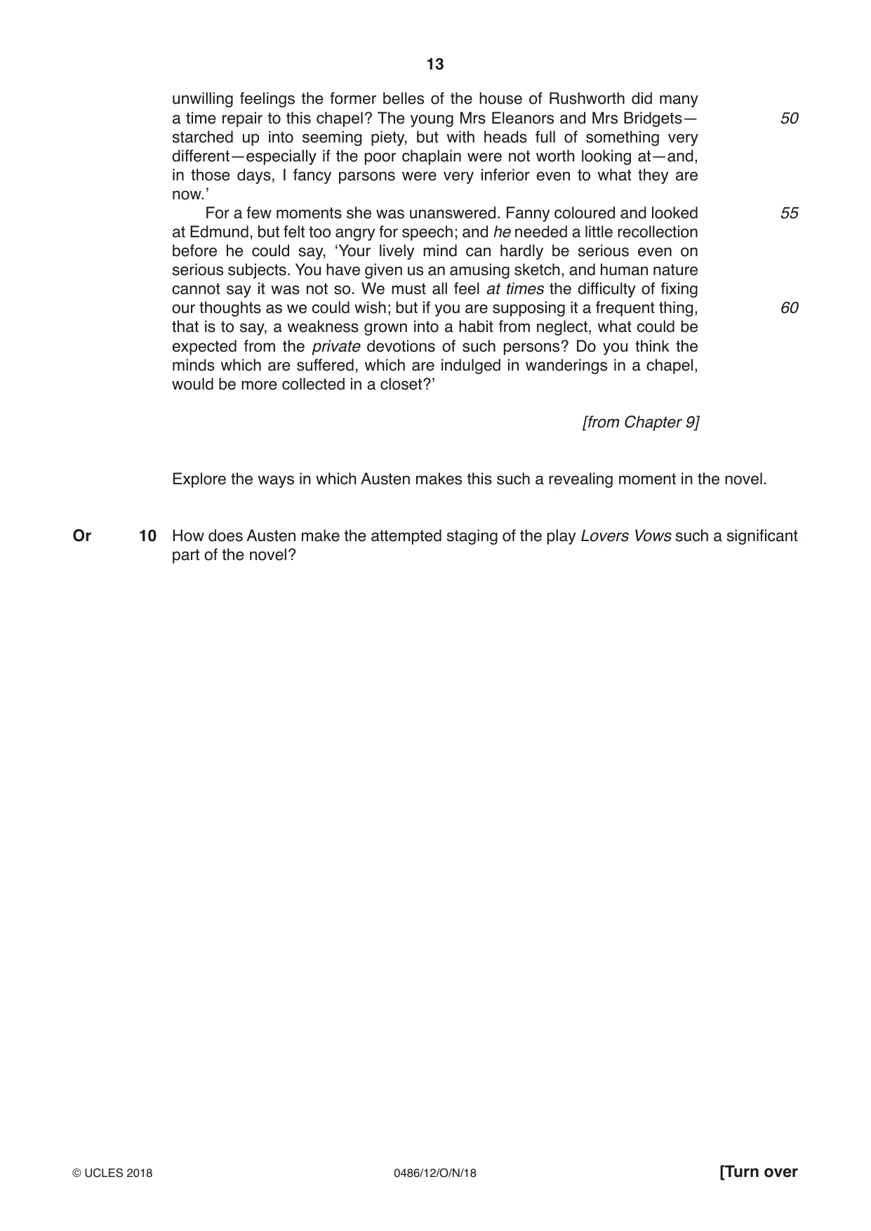 Cambridge IGCSE English - Literature 0486 2018 Oct/Nov Paper 1 · Variant 2 question paper, page 13 of 28