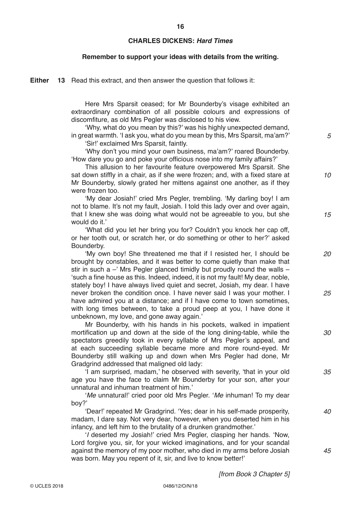 Cambridge IGCSE English - Literature 0486 2018 Oct/Nov Paper 1 · Variant 2 question paper, page 16 of 28