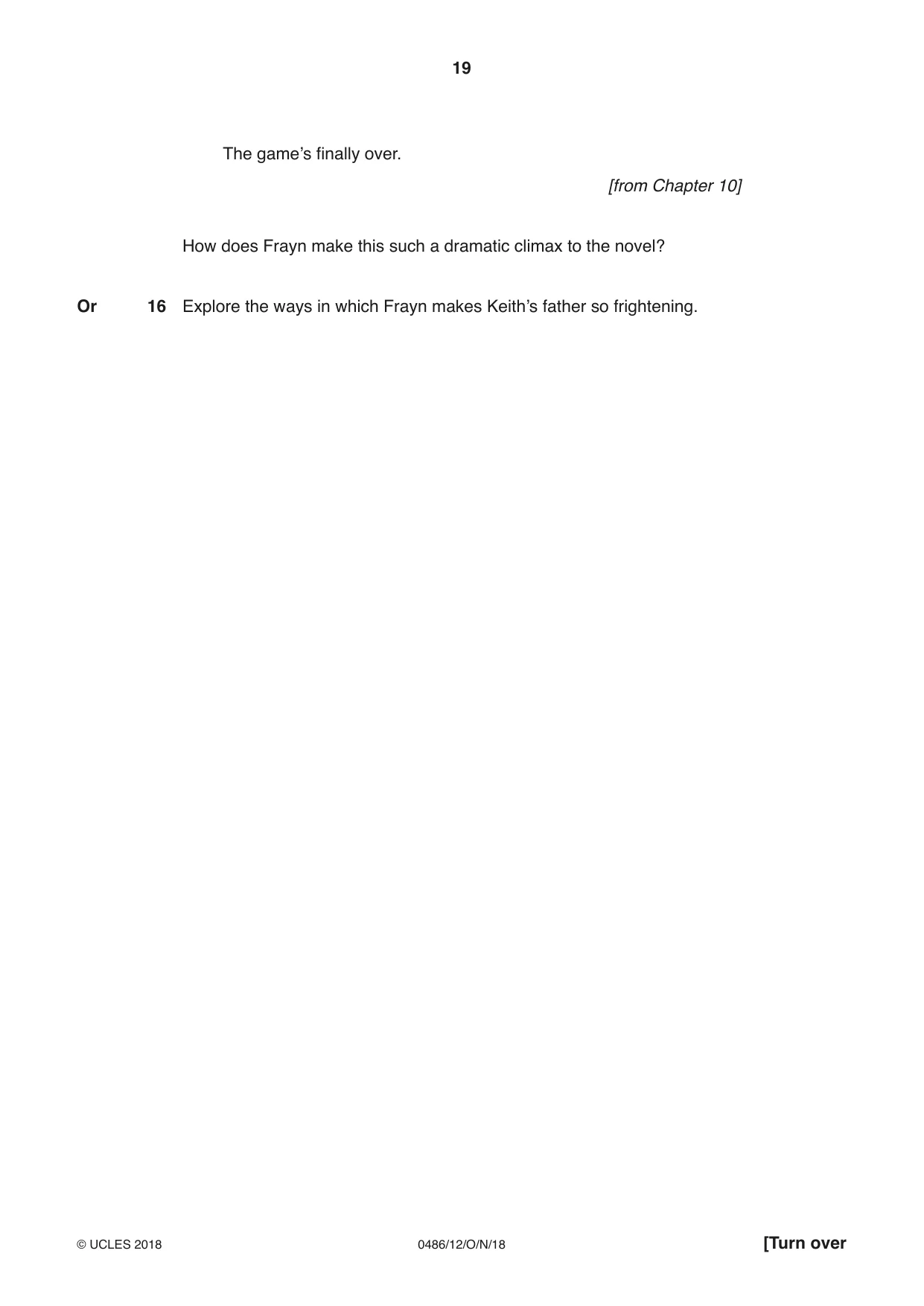 Cambridge IGCSE English - Literature 0486 2018 Oct/Nov Paper 1 · Variant 2 question paper, page 19 of 28