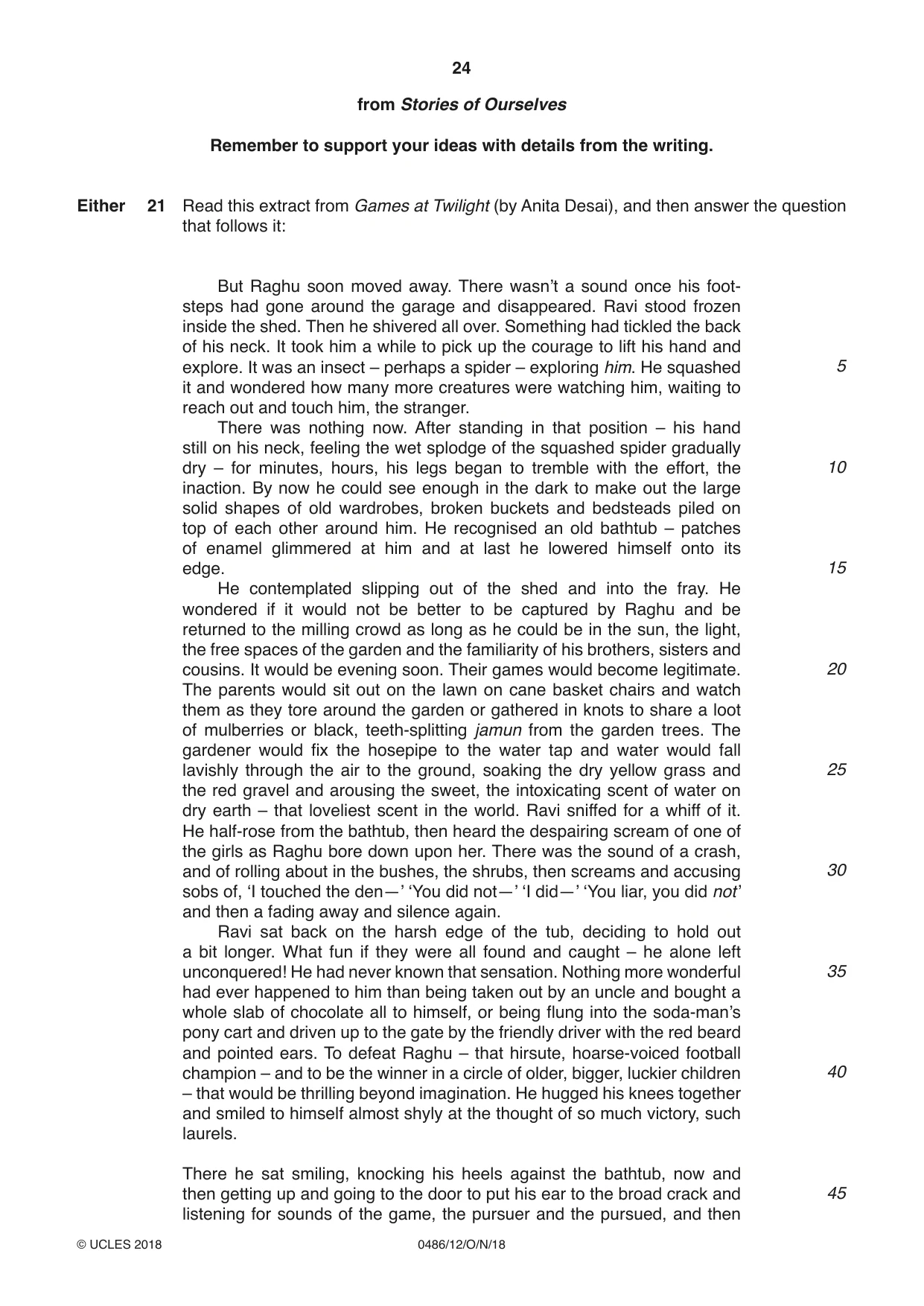 Cambridge IGCSE English - Literature 0486 2018 Oct/Nov Paper 1 · Variant 2 question paper, page 24 of 28