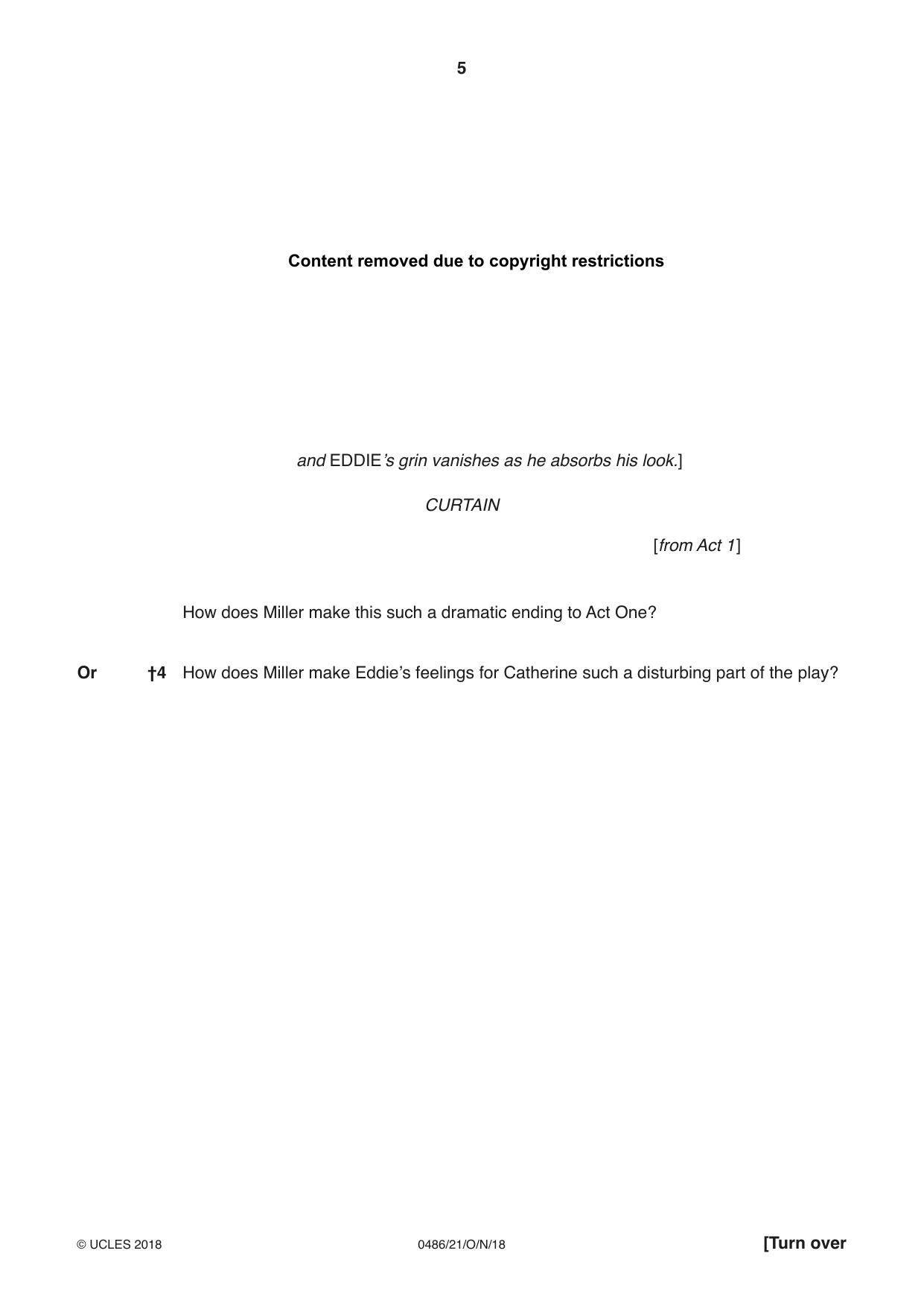 Cambridge IGCSE English - Literature 0486 2018 Oct/Nov Paper 2 · Variant 1 question paper, page 5 of 12