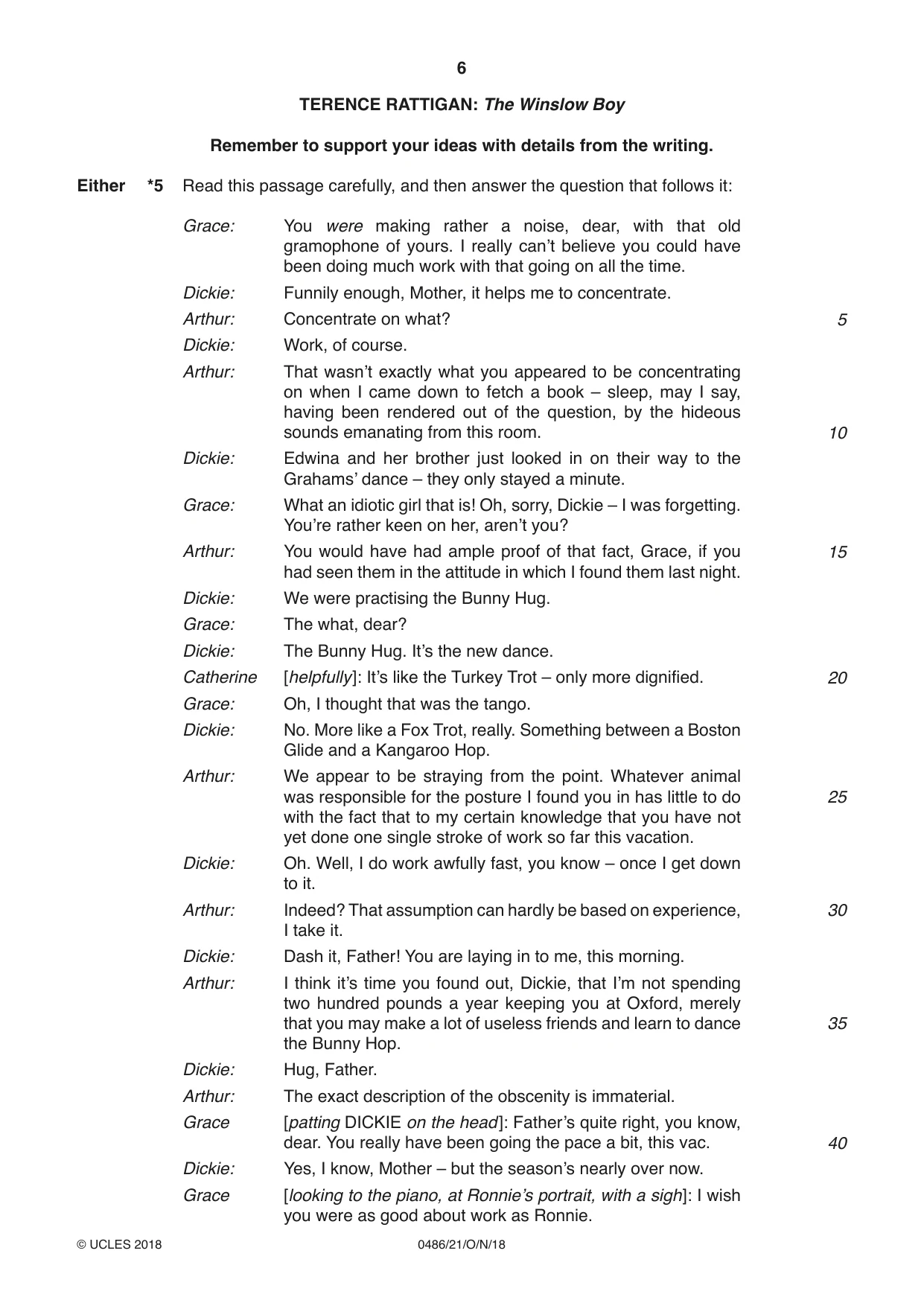 Cambridge IGCSE English - Literature 0486 2018 Oct/Nov Paper 2 · Variant 1 question paper, page 6 of 12