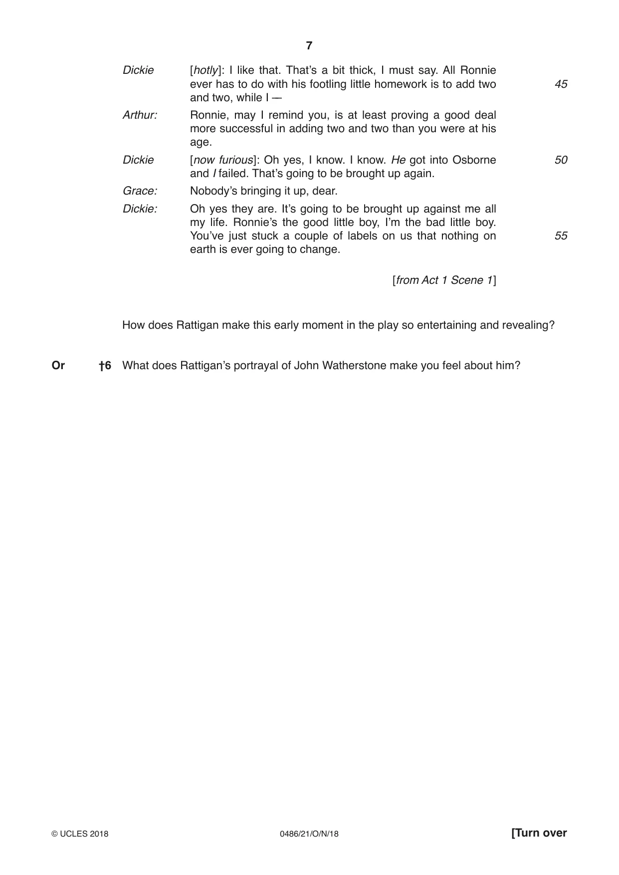 Cambridge IGCSE English - Literature 0486 2018 Oct/Nov Paper 2 · Variant 1 question paper, page 7 of 12