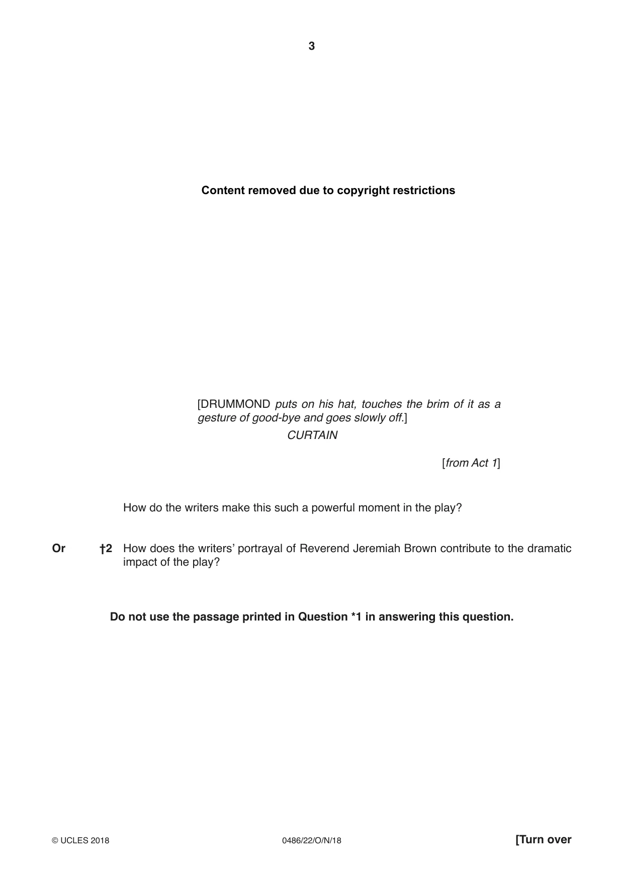 Cambridge IGCSE English - Literature 0486 2018 Oct/Nov Paper 2 · Variant 2 question paper, page 3 of 12