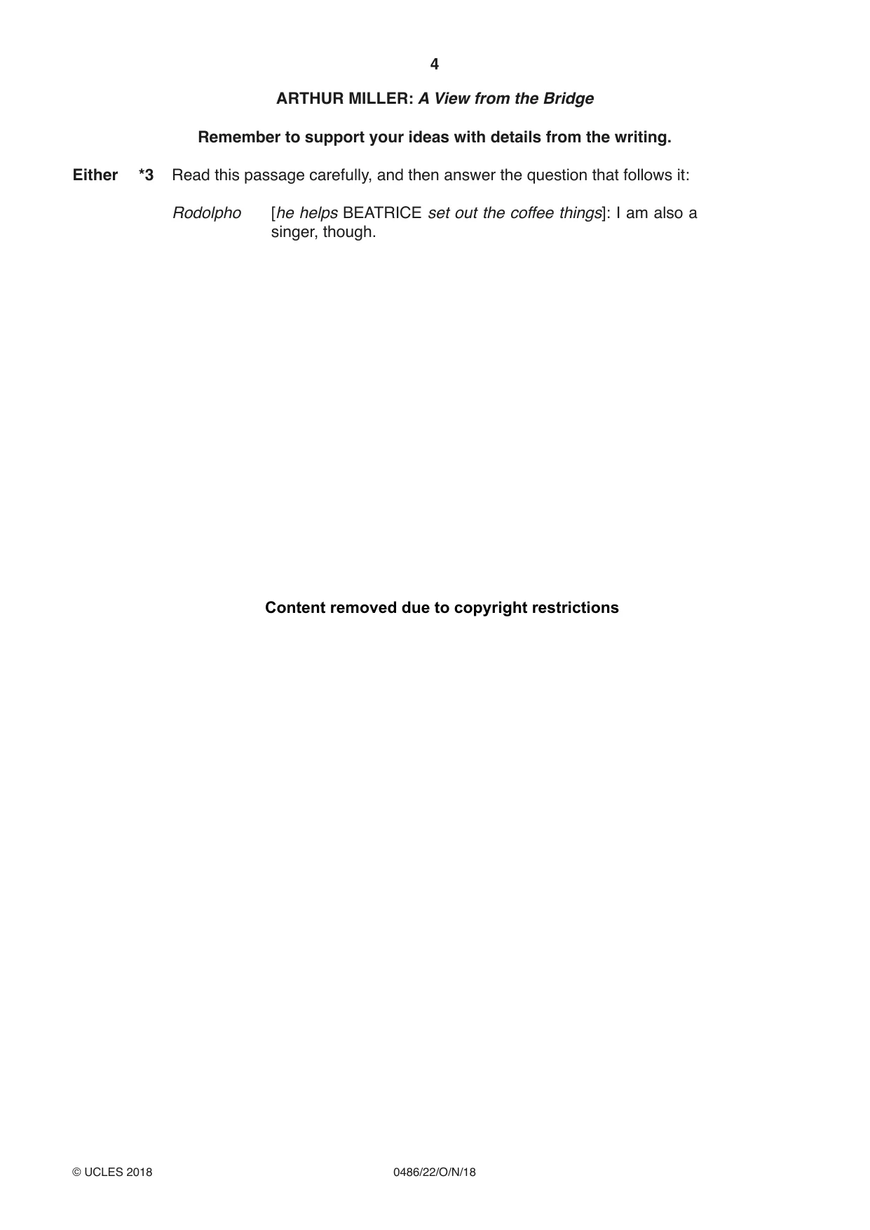 Cambridge IGCSE English - Literature 0486 2018 Oct/Nov Paper 2 · Variant 2 question paper, page 4 of 12