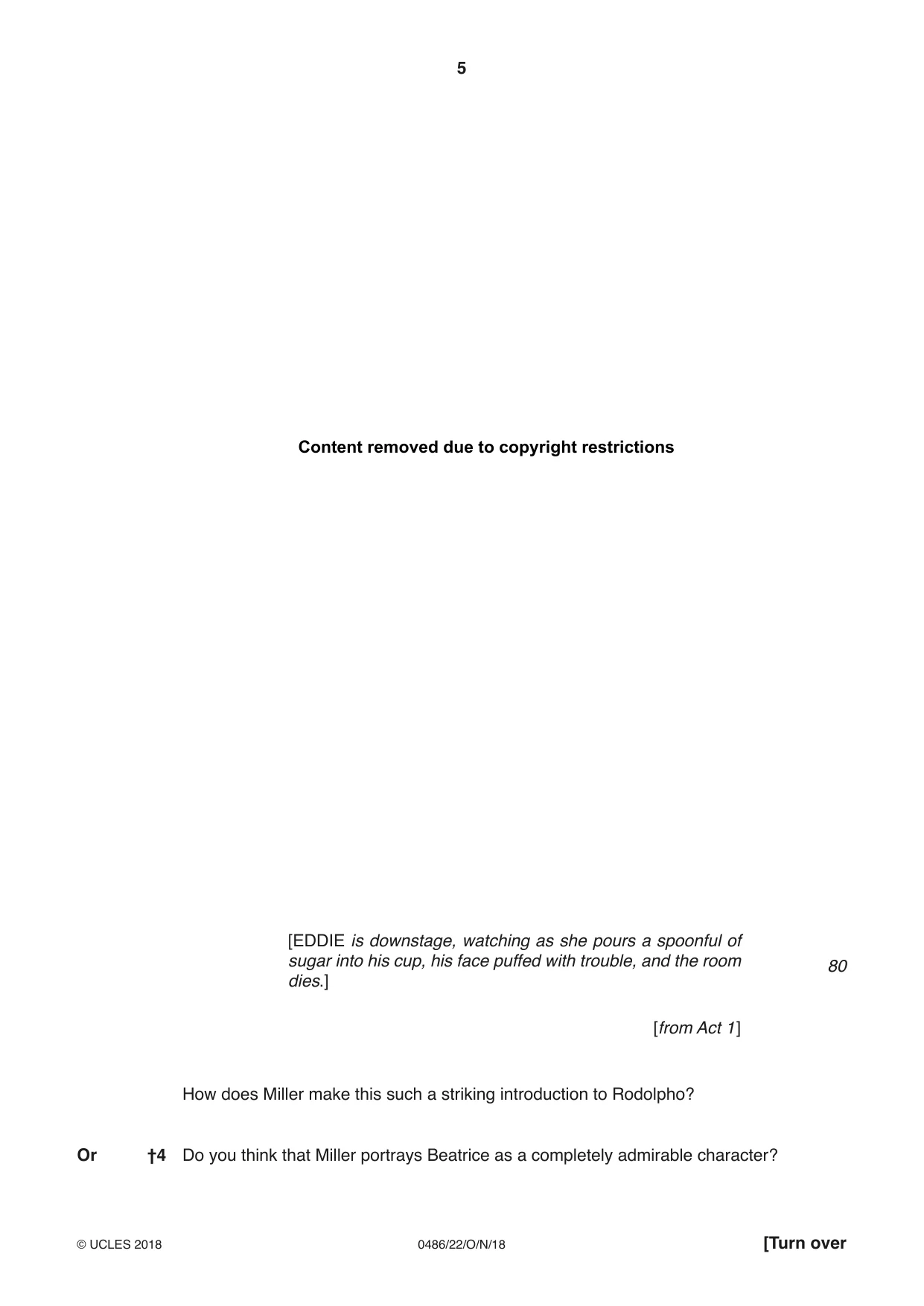 Cambridge IGCSE English - Literature 0486 2018 Oct/Nov Paper 2 · Variant 2 question paper, page 5 of 12