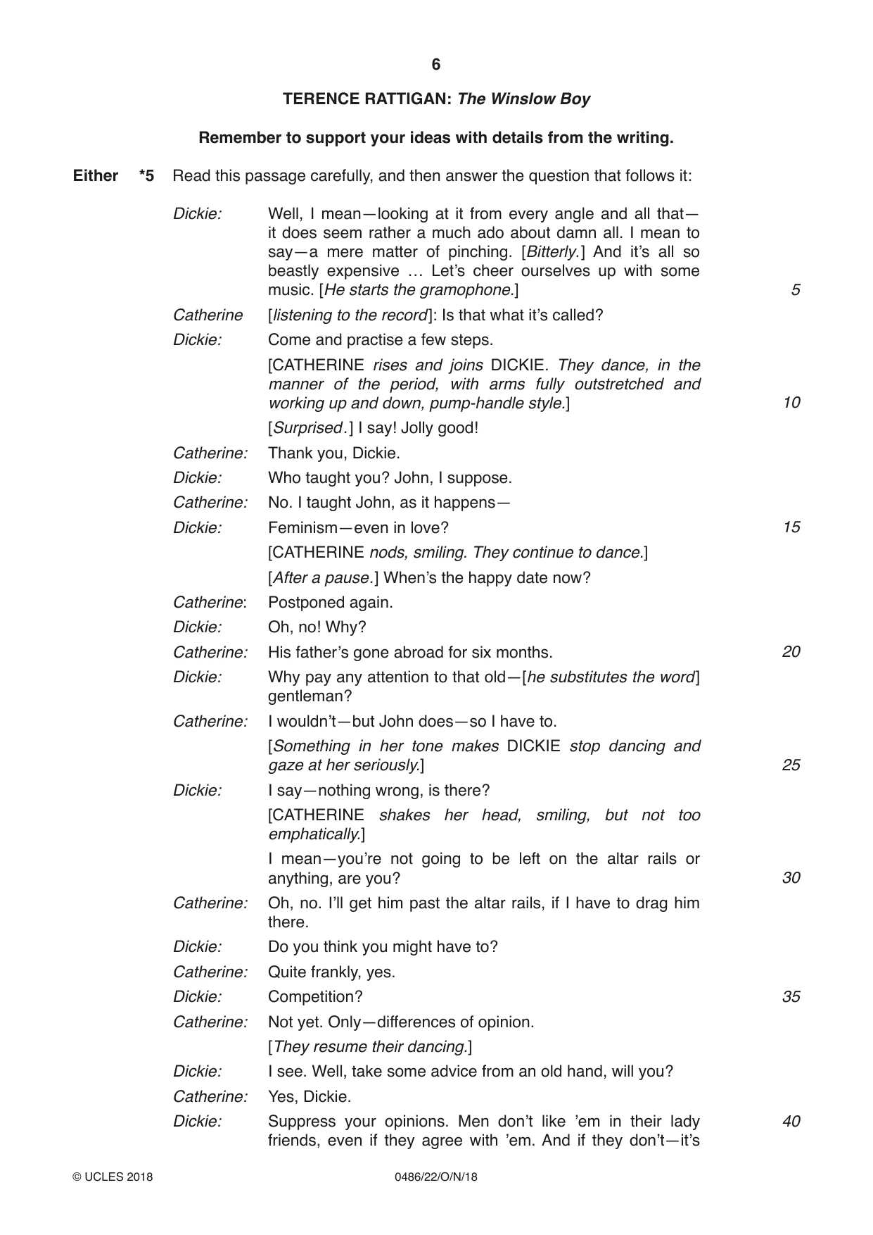 Cambridge IGCSE English - Literature 0486 2018 Oct/Nov Paper 2 · Variant 2 question paper, page 6 of 12