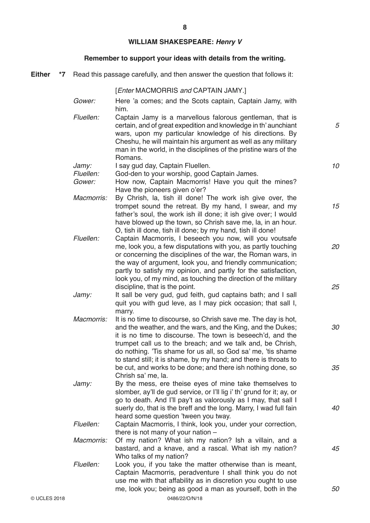 Cambridge IGCSE English - Literature 0486 2018 Oct/Nov Paper 2 · Variant 2 question paper, page 8 of 12