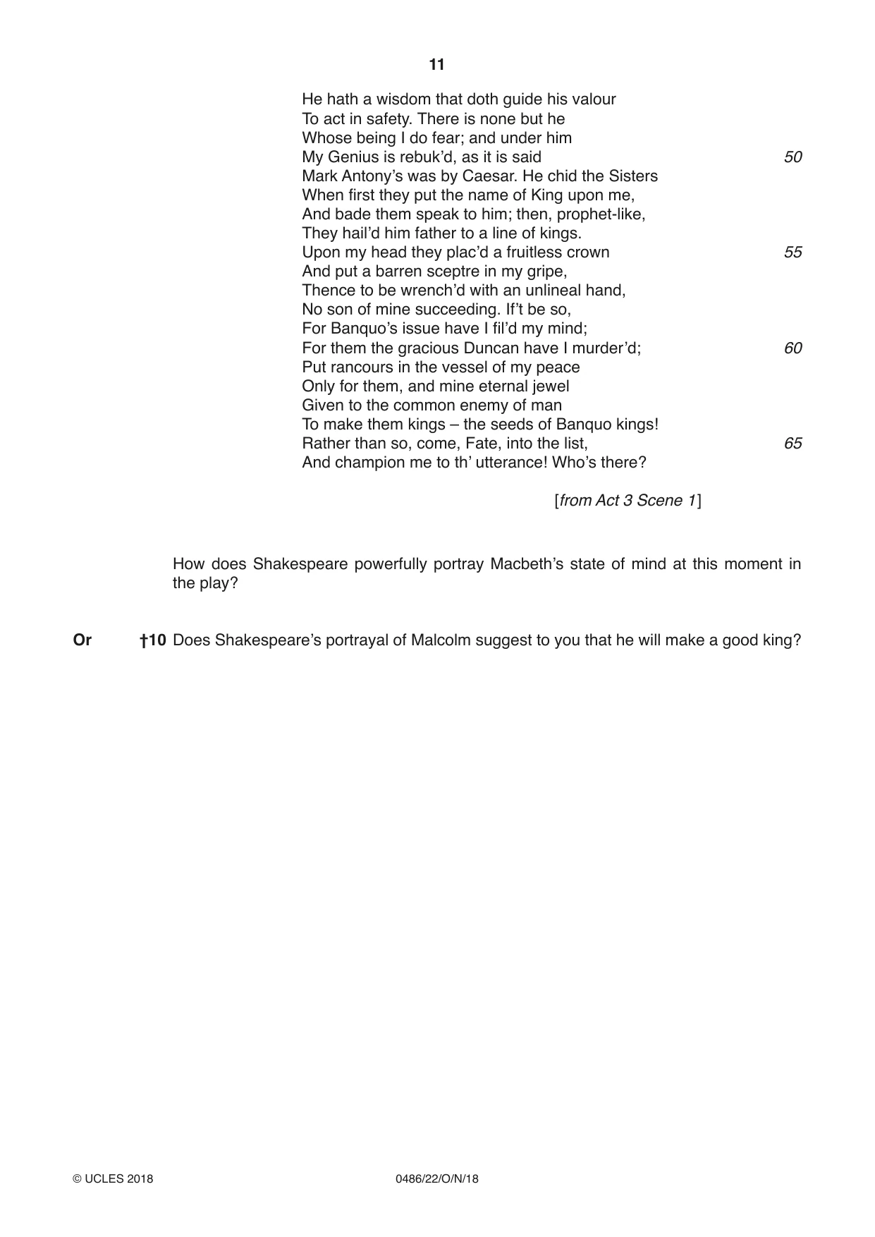 Cambridge IGCSE English - Literature 0486 2018 Oct/Nov Paper 2 · Variant 2 question paper, page 11 of 12
