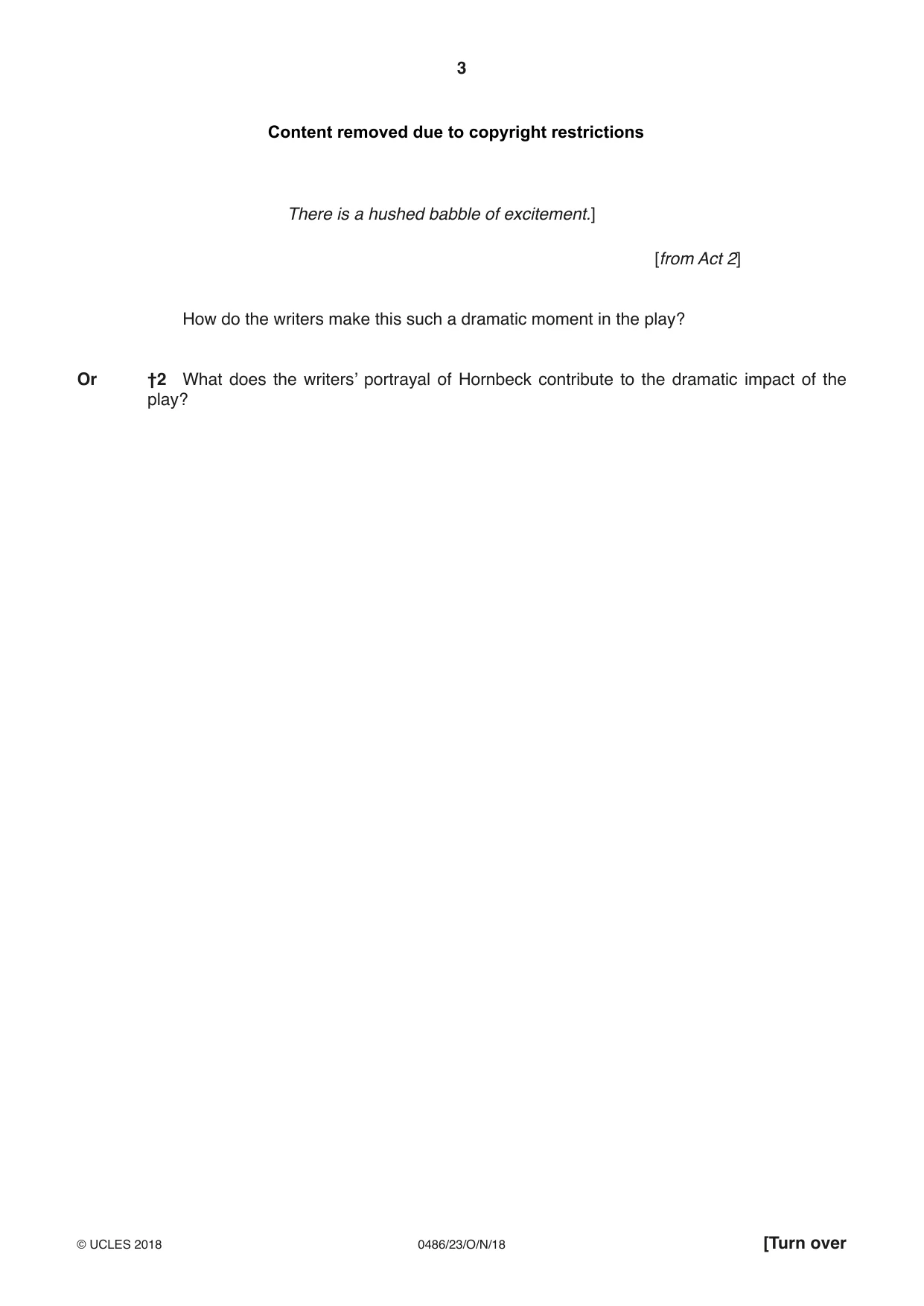 Cambridge IGCSE English - Literature 0486 2018 Oct/Nov Paper 2 · Variant 3 question paper, page 3 of 12