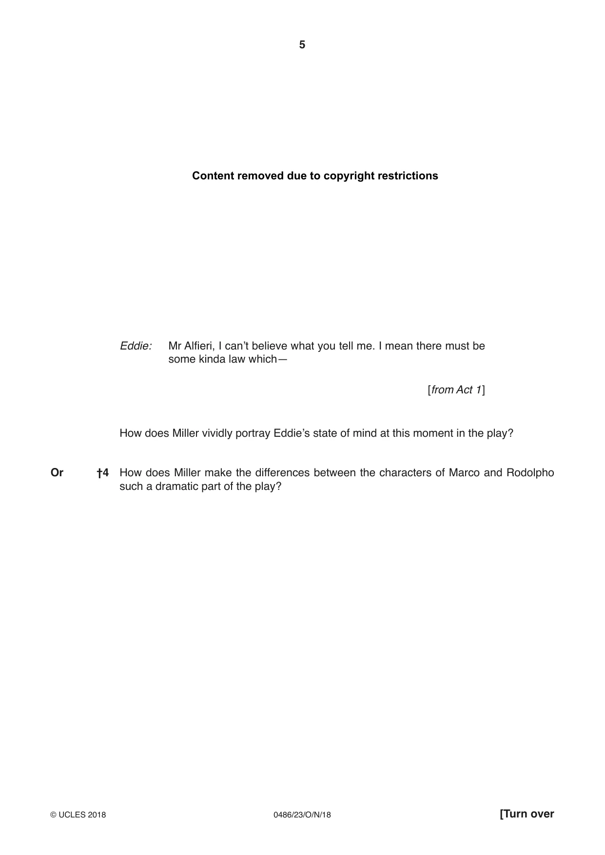 Cambridge IGCSE English - Literature 0486 2018 Oct/Nov Paper 2 · Variant 3 question paper, page 5 of 12