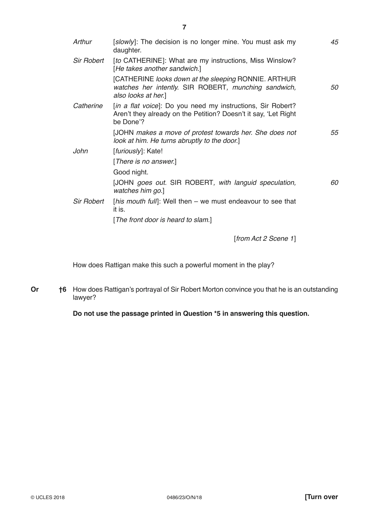 Cambridge IGCSE English - Literature 0486 2018 Oct/Nov Paper 2 · Variant 3 question paper, page 7 of 12