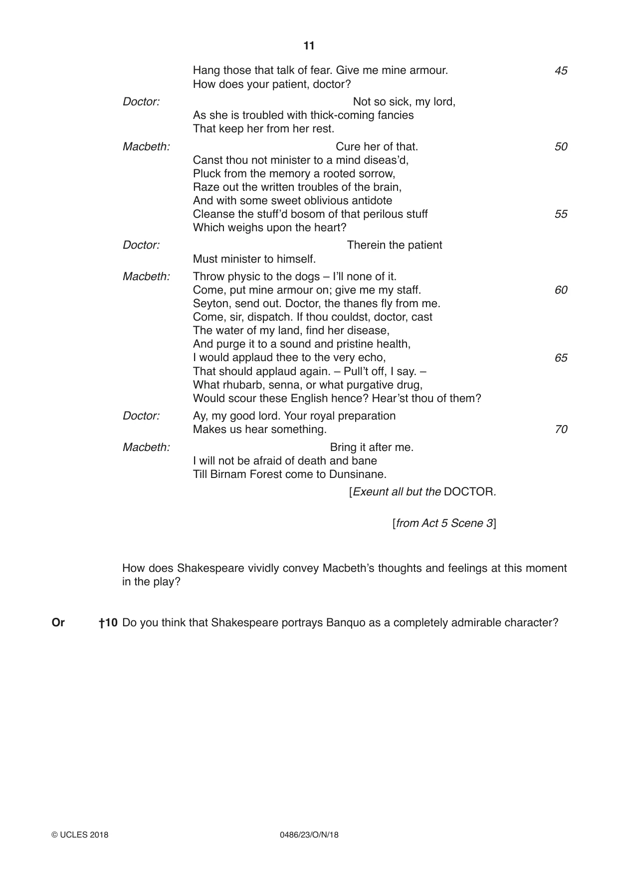 Cambridge IGCSE English - Literature 0486 2018 Oct/Nov Paper 2 · Variant 3 question paper, page 11 of 12