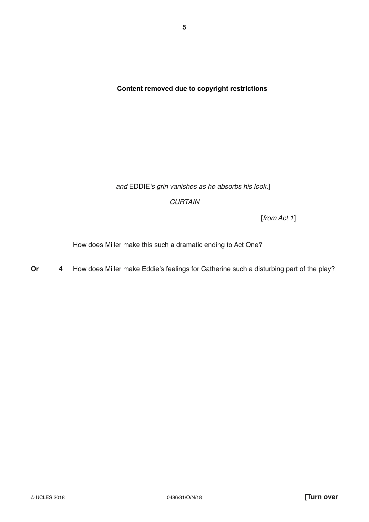 Cambridge IGCSE English - Literature 0486 2018 Oct/Nov Paper 3 · Variant 1 question paper, page 5 of 12