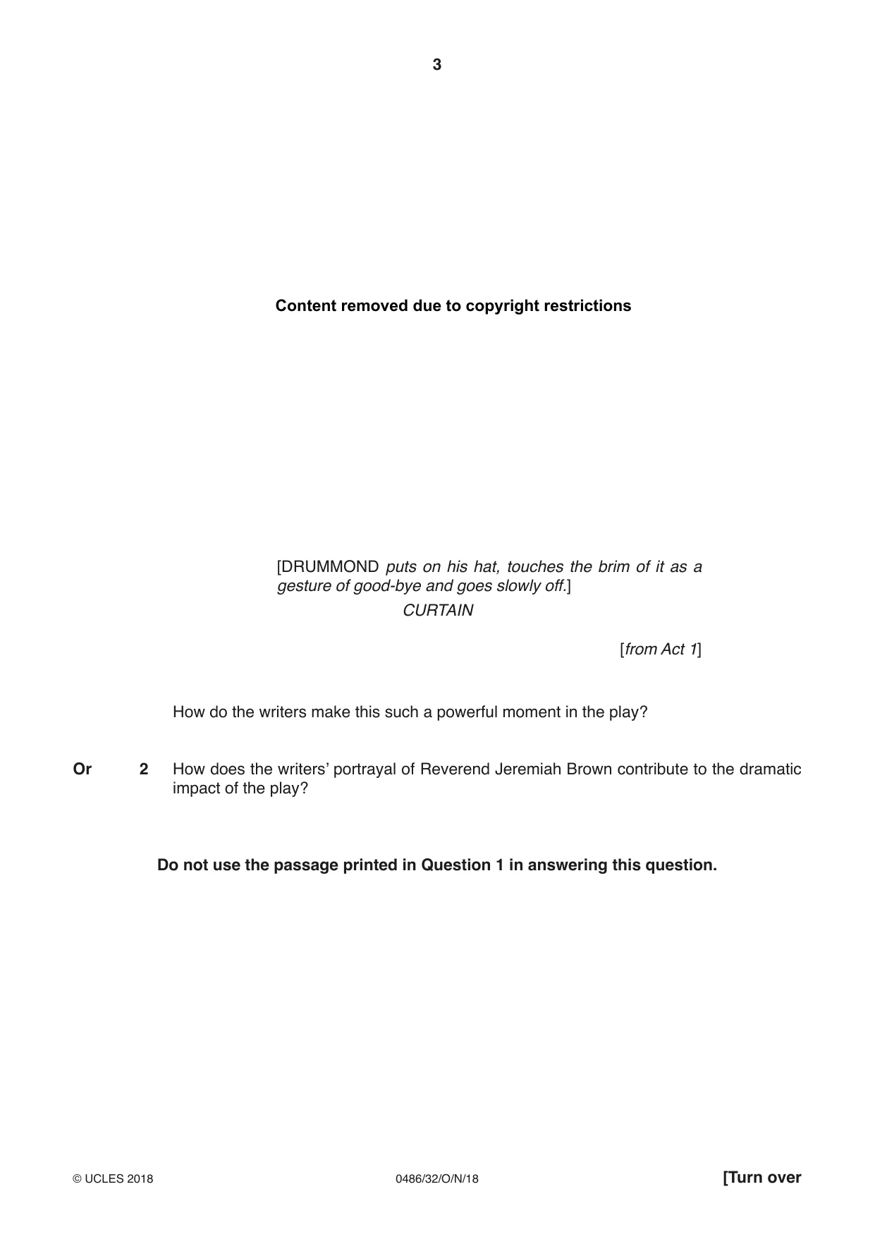 Cambridge IGCSE English - Literature 0486 2018 Oct/Nov Paper 3 · Variant 2 question paper, page 3 of 12