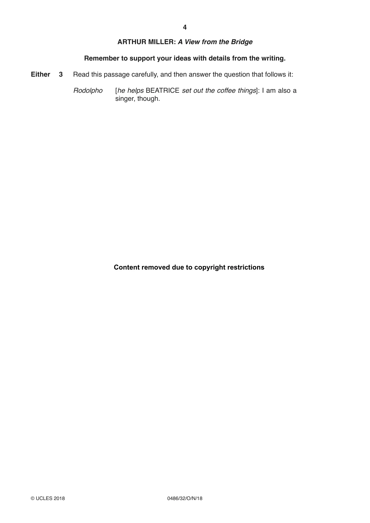Cambridge IGCSE English - Literature 0486 2018 Oct/Nov Paper 3 · Variant 2 question paper, page 4 of 12