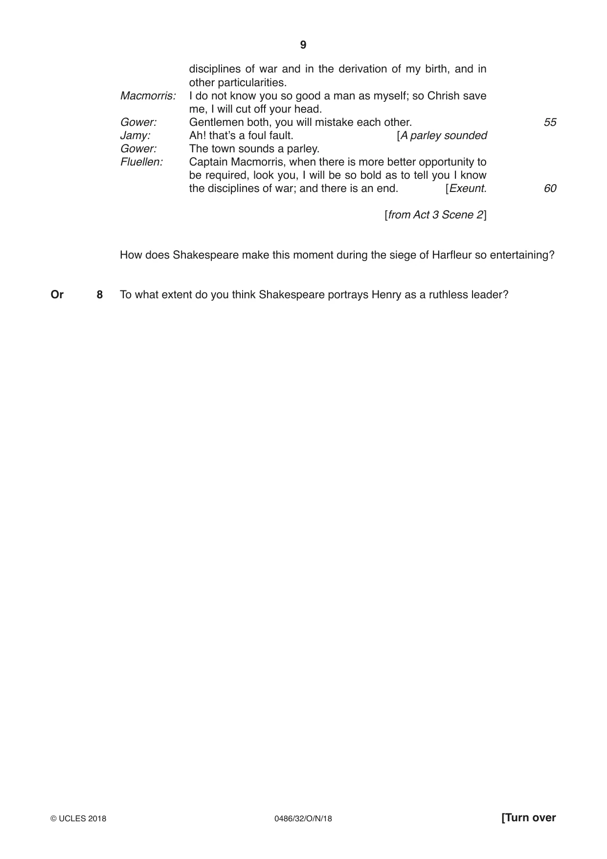 Cambridge IGCSE English - Literature 0486 2018 Oct/Nov Paper 3 · Variant 2 question paper, page 9 of 12