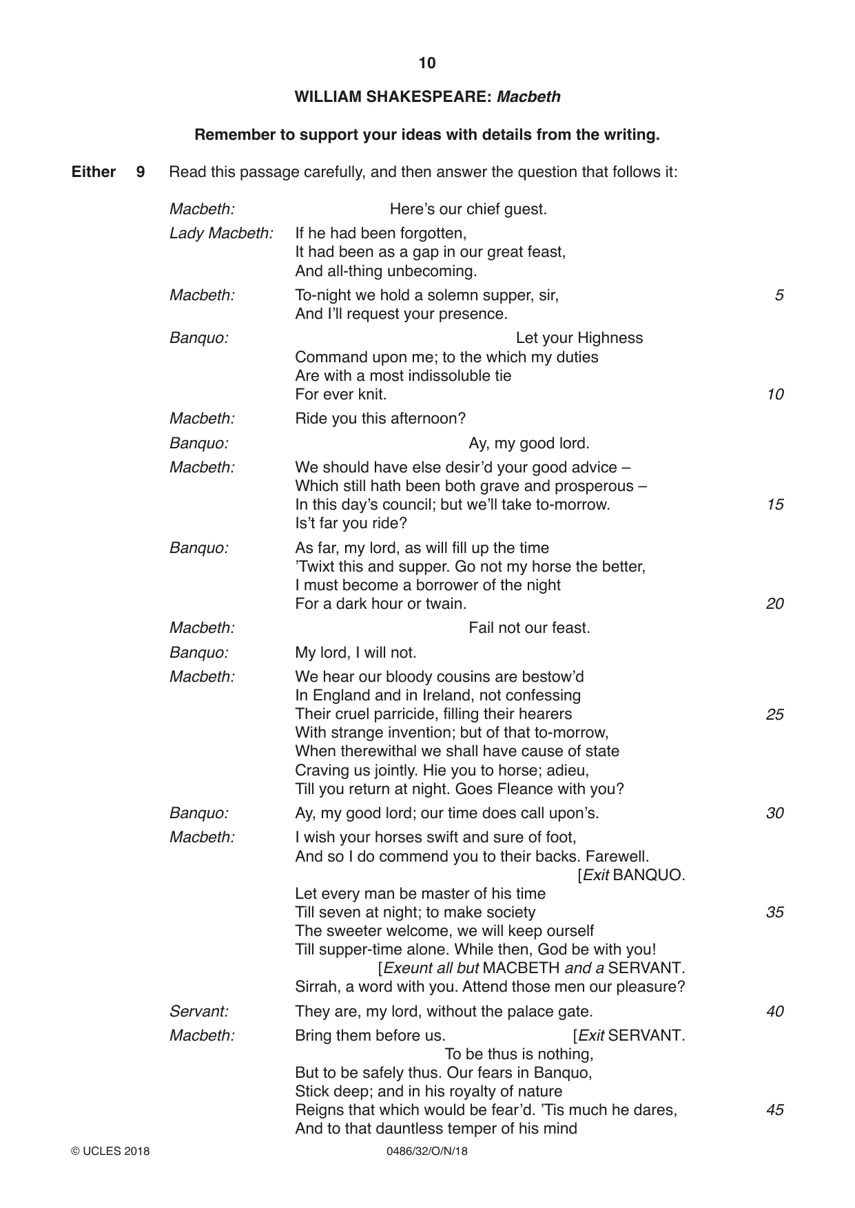 Cambridge IGCSE English - Literature 0486 2018 Oct/Nov Paper 3 · Variant 2 question paper, page 10 of 12