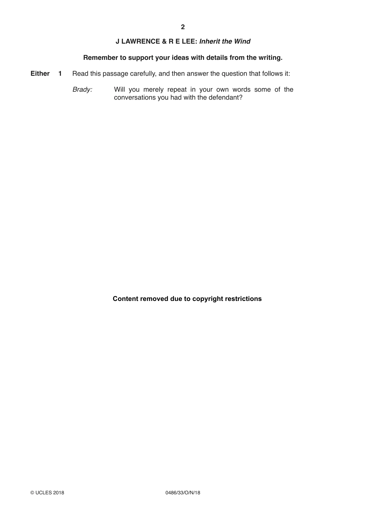 Cambridge IGCSE English - Literature 0486 2018 Oct/Nov Paper 3 · Variant 3 question paper, page 2 of 12