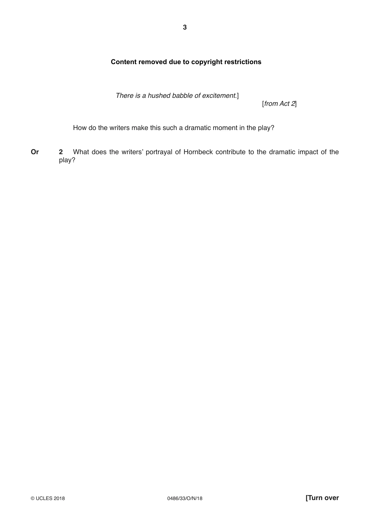 Cambridge IGCSE English - Literature 0486 2018 Oct/Nov Paper 3 · Variant 3 question paper, page 3 of 12