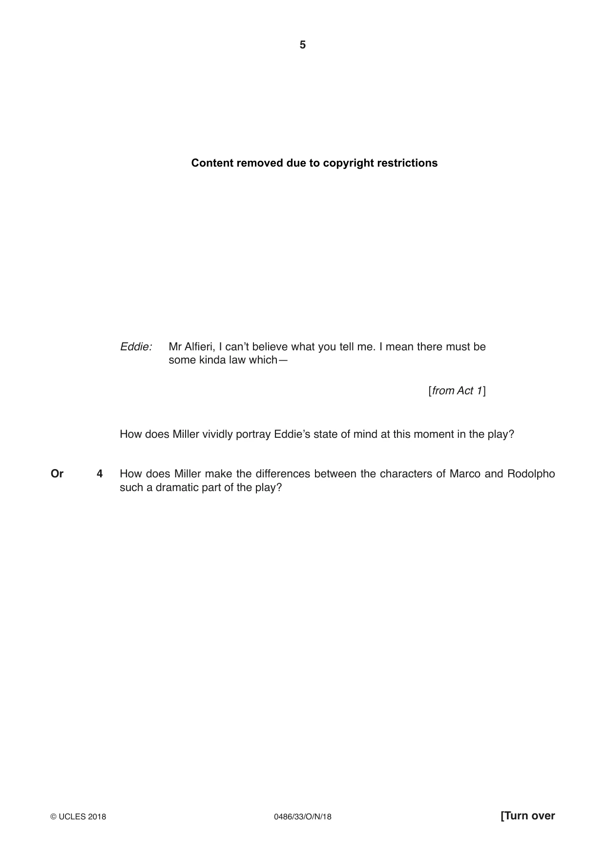 Cambridge IGCSE English - Literature 0486 2018 Oct/Nov Paper 3 · Variant 3 question paper, page 5 of 12