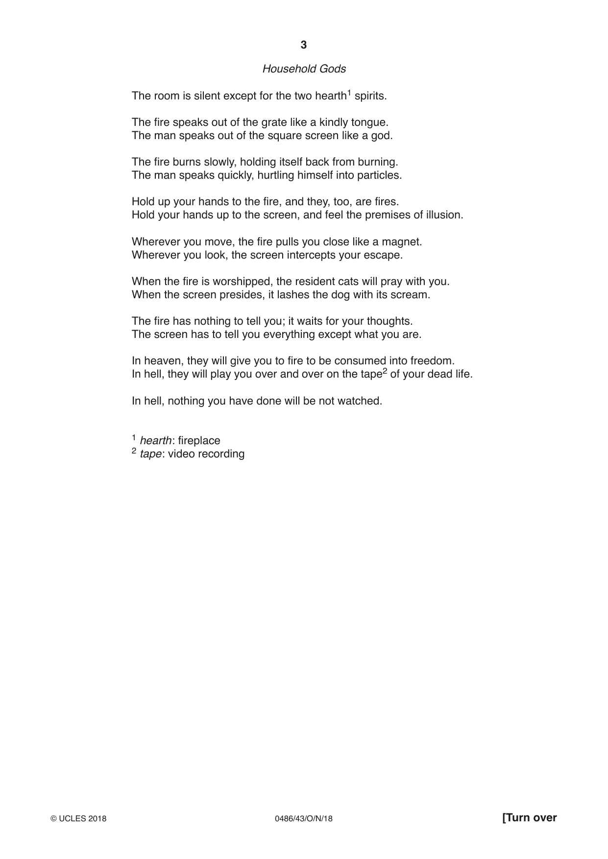 Cambridge IGCSE English - Literature 0486 2018 Oct/Nov Paper 4 · Variant 3 question paper, page 3 of 8