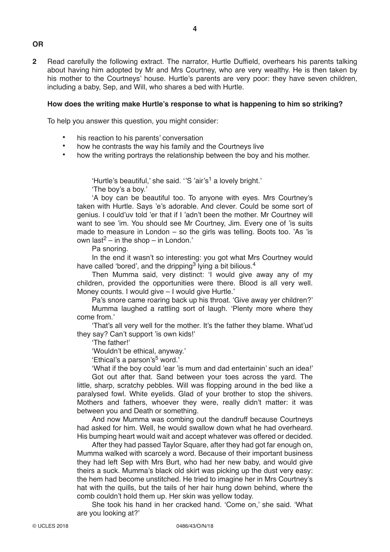 Cambridge IGCSE English - Literature 0486 2018 Oct/Nov Paper 4 · Variant 3 question paper, page 4 of 8