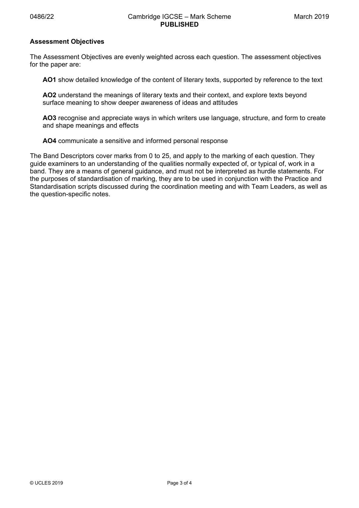Mark scheme, page 3 of 4