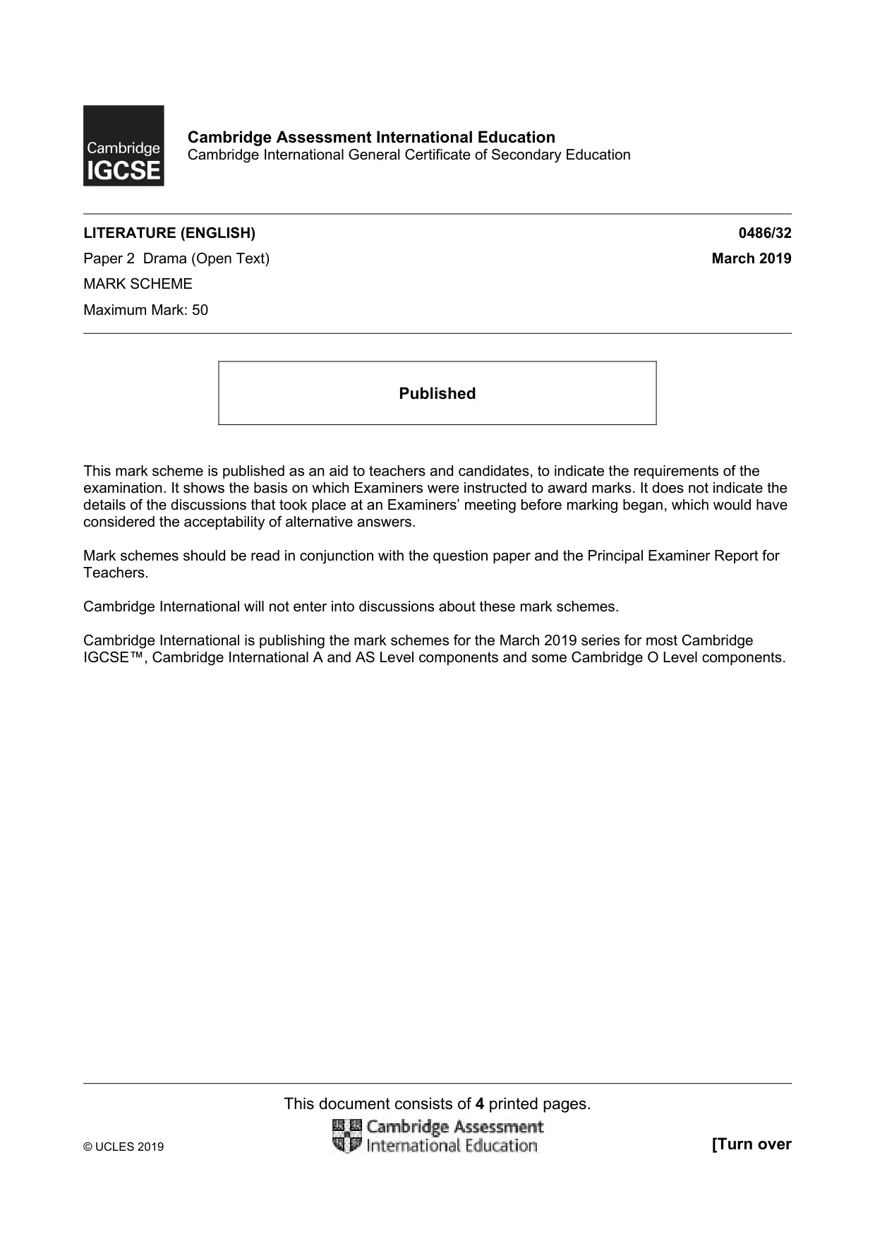 Mark scheme, page 1 of 4
