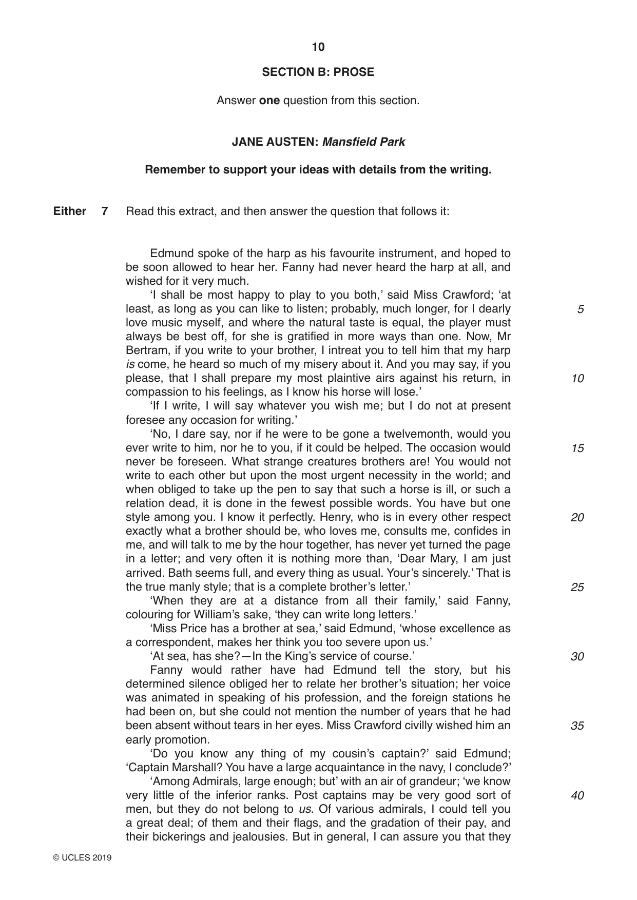 Cambridge IGCSE English - Literature 0486 2019 Feb/March Paper 1 · Variant 2 question paper, page 10 of 28