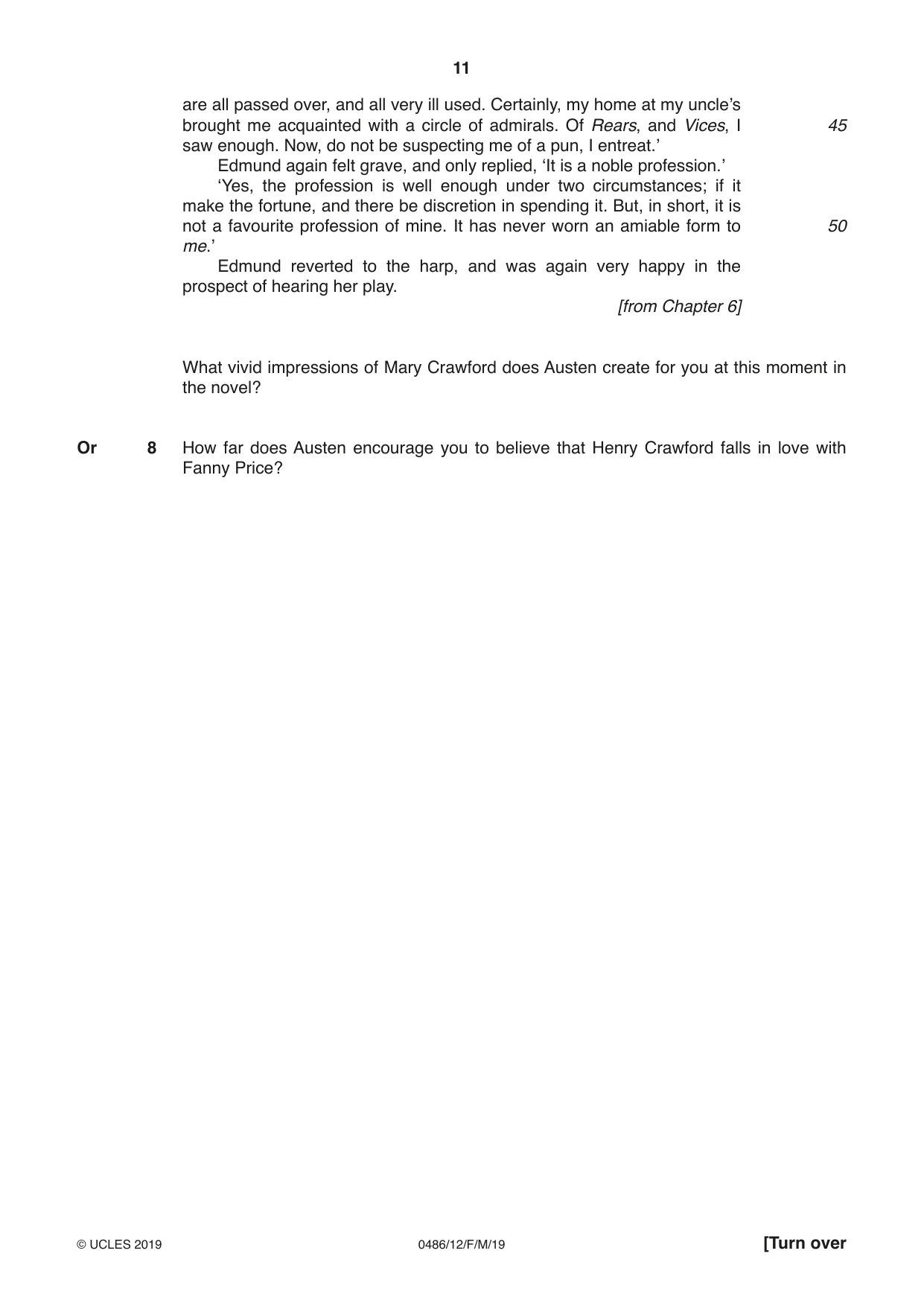 Cambridge IGCSE English - Literature 0486 2019 Feb/March Paper 1 · Variant 2 question paper, page 11 of 28