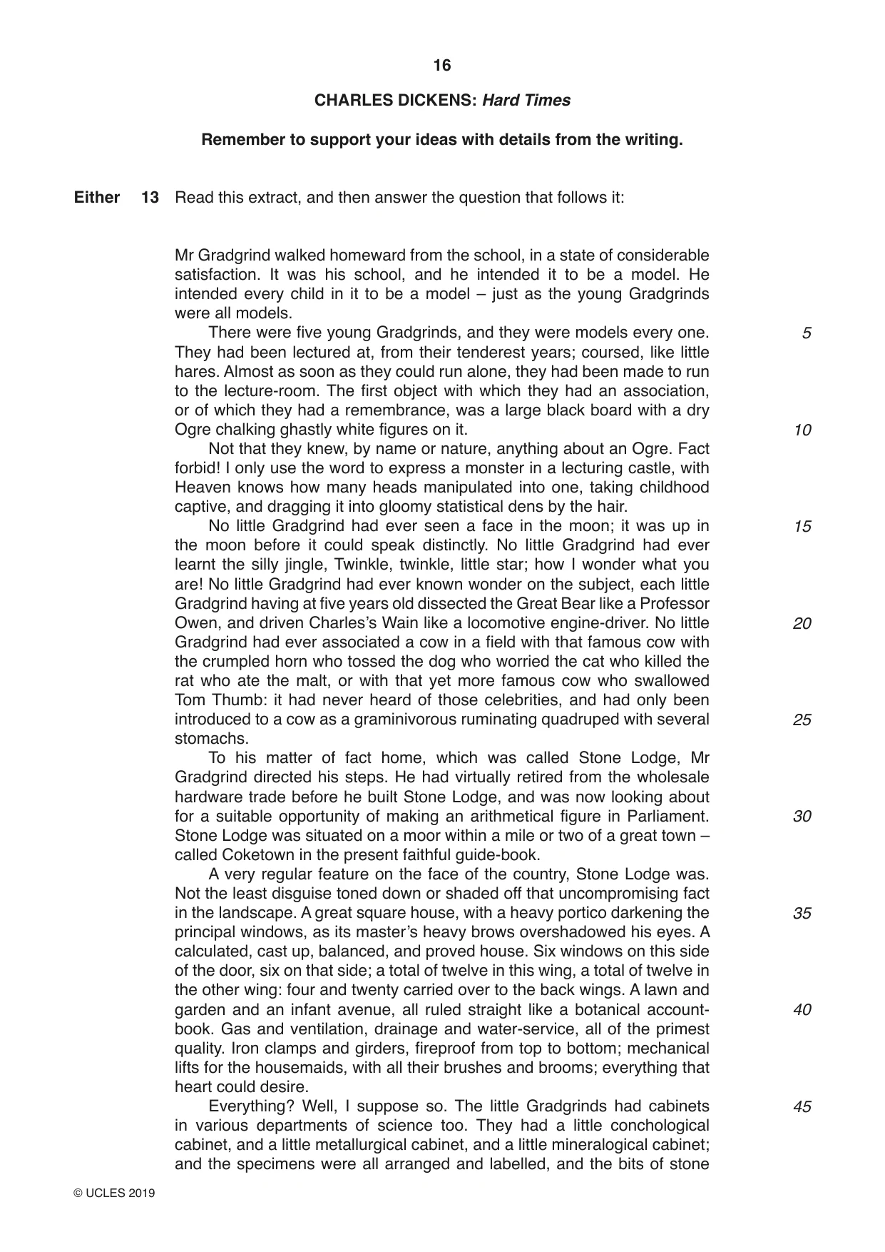 Cambridge IGCSE English - Literature 0486 2019 Feb/March Paper 1 · Variant 2 question paper, page 16 of 28
