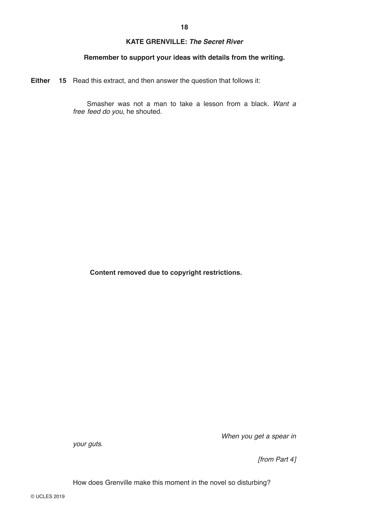 Cambridge IGCSE English - Literature 0486 2019 Feb/March Paper 1 · Variant 2 question paper, page 18 of 28