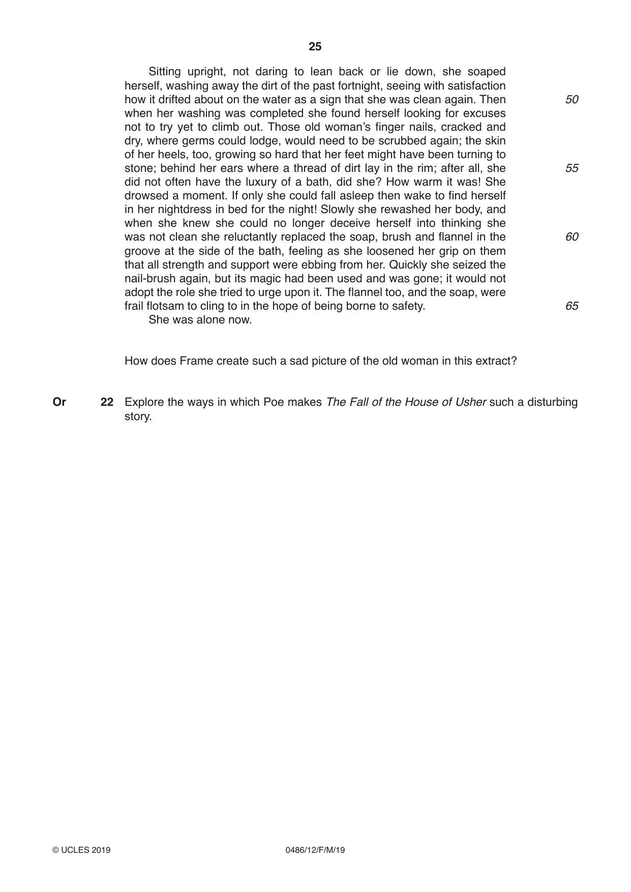 Cambridge IGCSE English - Literature 0486 2019 Feb/March Paper 1 · Variant 2 question paper, page 25 of 28