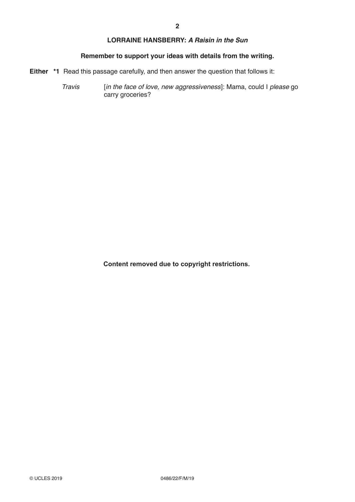 Cambridge IGCSE English - Literature 0486 2019 Feb/March Paper 2 · Variant 2 question paper, page 2 of 12