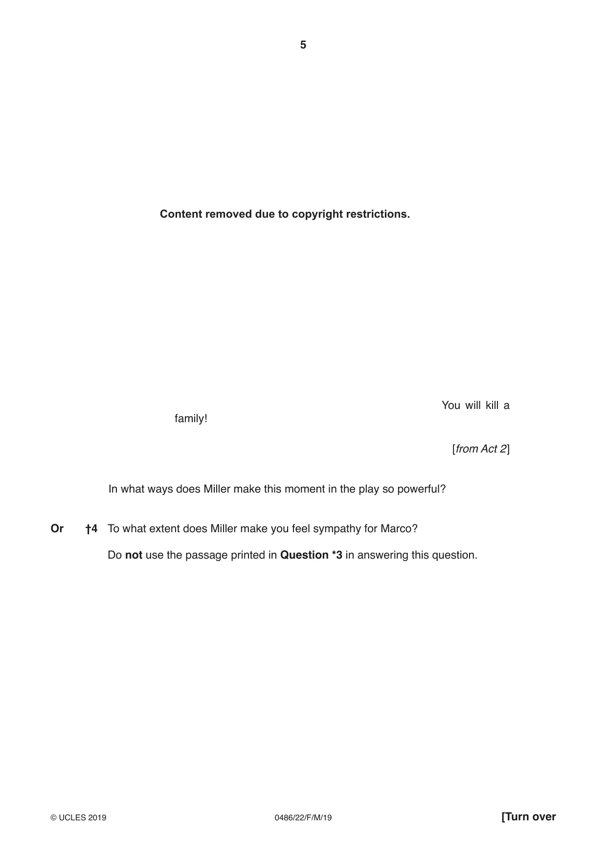 Cambridge IGCSE English - Literature 0486 2019 Feb/March Paper 2 · Variant 2 question paper, page 5 of 12